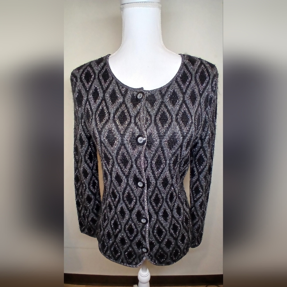 Jones New York Collection Metallic Button Cardigan Sweater Size S